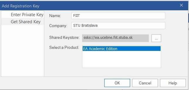 Add Registration Key window – EA Academic Edition selected